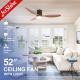 52 Inch Flush Mounted Ceiling Fan Light Decorative Plastic Dc Motor
