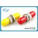 Red Or Yellow Fiber Optic Connector Adapters With Brozen Sleeve Low Repeatibility