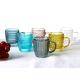 Lead Free Embossed Solid Colored Glass Mug, Vintage Coffee Glasses