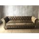 Modern Grey Crushed Velvet Sofa Three Seater / Fabric Upholstery Sofa Oak Wood