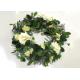 55cm White Rose Artificial Wreath With Daisy Green Leaves