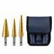 3 Piece Titanium Hss Step Drill Bit Set Hex Shank 1/8 - 3/4 With Storage Bag