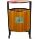 Rose Wood Commercial Grade Home Outdoor Trash Can With One Barrel Body High Lid