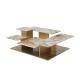 Stainless Steel Central Coffee Table With Brushed Gold Satin Finish Marble Top