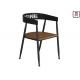 Bar Cafe Commercial Metal Chair With Wood Seat , Industrial Style Dining Chairs 