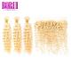 Soft Blonde Human Hair Extensions 13*4 Lace Frontal 613 Blonde Deep Curly 10A