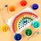 Wooden Nordic Rainbow Beads Game Puzzle Early Education Chopsticks Training