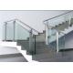 Modern Hotel Glass And Steel Staircase Railing With Clear / Brown / Grey Color