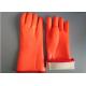 Fluorescent Double Dipped PVC Gloves 35cm Length With Foam Insulated Liner