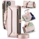 iPhone 13 case, zipper wallet with 7 cards, leather magnetic flip-flop wristband