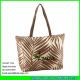 LUDA fashion leaf printing handbags paper straw beach tote bag