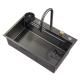 Lizhen-Hwa.Con Waterfall Kitchen Sink Single Bowl Black Rainfall 680*460mm With Faucet