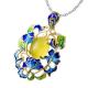 Gold Plated Fashion Colorful Enamel Floral Yellow Agate Pendant Necklace(P6050601)
