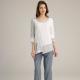 3/4 Sleeve Casual Linen Clothing Ladies Loose Tops With Uneven Bottom Opening