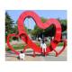 Outdoor Red Heart Sculpture Stainless Steel Contemporary Garden Art Decoration