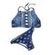 Blue National Print Swimwear Bikini Women 2018 Beach Bathing Halter Neck Sling Bandage