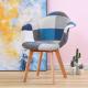 Custom Fabric Beech Wood Legs 53.5cm Patchwork Dining Chair Modern