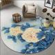 Plant And Flower Round Polyester Fiber Floor Carpet For Sofa And Living Room