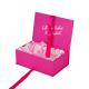 Rigid Paper Pink Magnetic Gift Box Packaging Wig Hair With Ribbon