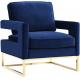 new classic deep blue velvet fabric and stainless steel frame single lounge chair for wedding party event