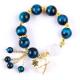 Handmade Gemstone Beaded Bracelet Natural Blue Tiger's Eye Stone Bracelet Adjustable Heart Charms Bracelet For Party