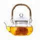 Coffee / Tea Clear Glass Teapot With Bamboo Handle Thermal Shock Protection