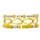 Geometric Golden Metal Tube Hand Craft Beads Bracelet Yellow Crystal Set