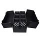 Black Aluminum Makeup Cosmetic Jewelry Storage Case Box Lockable w Tiers Strap