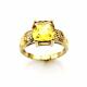 18k Yellow Gold Plated 925 Silver Ring with 8x10mm Yellow Cubic Zircon (F24)