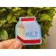 Milk Custom Embroidered Patch Badge Sew On / Iron On Blue Merrow Border