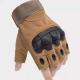 Green Khaki Black Leather PU Half Finger Tactical Gloves Nylon