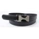 Black Split Leather Automatic Buckle Belt With Black Nickel Satin Zinc Alloy Buckle