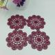 Elegant Purplish Red Hollow Silicone Rubber PVC Coaster Table Placemat, Flower Design Consist Of Deer, Accept Paypal