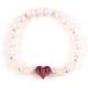 8MM Pink Freshwater Pearl Stretch Bracelet Heart Crystal Carving