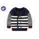 Tailored Collar Boys Kids Sweater Coat Stripes Contrast Color Edge Outwear