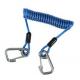 Heavy duty blue strong carabiner holder stainless steel wire coiled lanyard for tools safe