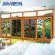 Guangdong NAVIEW Wood Texture Aluminum Frame Horizontal Glass Sliding Window