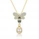 Fashion ODM Butterfly Crystal 0.27in Pearl 3.93g Sterling Silver Jewelry Necklaces