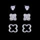 Novelty Flower Four Leaf Clover Earrings Studs 3 In 1 Set 925 Silver Jewelry