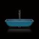 Toughened Blue Glass Bowl Sink Blue Rectangle Above Counter 460mm Length