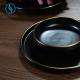 Golden Edge Black Porcelain Dinnerware Simplicity Deep Ceramic Plate