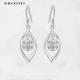 1.61 Inch 0.04oz Real Silver Heart Earrings 5A Zirconia Leaf Shape Earring