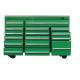 Workshop Steel Green Tool Cabinet with Drawers and Stainless Steel Handles on Wheels