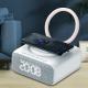 Mini ABS Portable Alarm Clock Speaker Therapy Lamp Blue Tooth Wireless Charging Fm Night Light Stand Holder