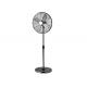 Pedestal Fan Chrome Black Metal Retro Standing Fan / 16 Inch Oscillating Fan