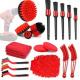 18 Pcs Red Color Car Cleaning Brush Set PP Fiber Material