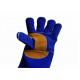 Blue Leather Welding Gloves , Industry Protective Working Safety Gloves