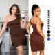 Summer Bodycon Dress Eco-Friendly Women's One-Shoulder Shapewear with Seamless Design