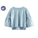 Big Sleeves Loose Knit Girls Pullover Sweaters Butterfly Knot Light Blue Color