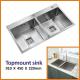 18 Gauge Topmount Stainless Steel Kitchen Sink Cabinet Double Bowl 91x45